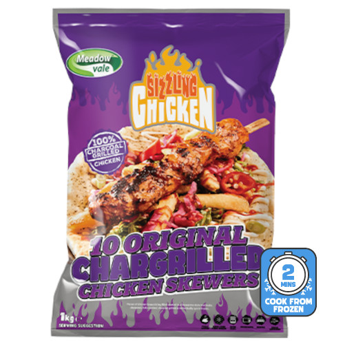 Meadowvale Sizzling Original Chargrilled Chicken Skewers 1kg Eurocross meadowvale-sizzling-original-chargrilled-chicken-skewers-1kg-eurocross